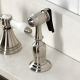 Bel-Air Double-Handle 4-Hole Widespread Kitchen Faucet with Brass Sprayer