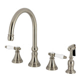 Bel-Air Double-Handle 4-Hole Widespread Kitchen Faucet with Brass Sprayer