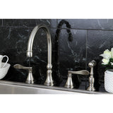 NuFrench Double-Handle 4-Hole Widespread Kitchen Faucet with Brass Sprayer