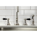 Duchess Double-Handle 4-Hole Widespread Kitchen Faucet with Brass Sprayer