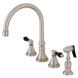 Duchess Double-Handle 4-Hole Widespread Kitchen Faucet with Brass Sprayer