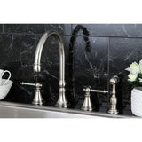 Templeton Double-Handle 4-Hole Widespread Kitchen Faucet with Brass Sprayer