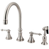Templeton Double-Handle 4-Hole Widespread Kitchen Faucet with Brass Sprayer