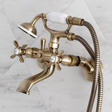 Essex Three-Handle 2-Hole Tub Wall Mount Clawfoot Tub Faucet with Hand Shower