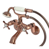 Essex Three-Handle 2-Hole Tub Wall Mount Clawfoot Tub Faucet with Hand Shower