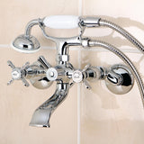 Essex Three-Handle 2-Hole Tub Wall Mount Clawfoot Tub Faucet with Hand Shower