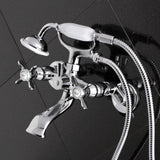 Essex Three-Handle 2-Hole Tub Wall Mount Clawfoot Tub Faucet with Hand Shower