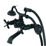 Essex Three-Handle 2-Hole Tub Wall Mount Clawfoot Tub Faucet with Hand Shower