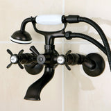 Essex Three-Handle 2-Hole Tub Wall Mount Clawfoot Tub Faucet with Hand Shower