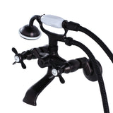 Essex Three-Handle 2-Hole Tub Wall Mount Clawfoot Tub Faucet with Hand Shower