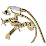 Essex Three-Handle 2-Hole Tub Wall Mount Clawfoot Tub Faucet with Hand Shower