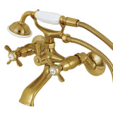 Essex Three-Handle 2-Hole Tub Wall Mount Clawfoot Tub Faucet with Hand Shower