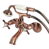 Essex Three-Handle 2-Hole Wall Mount Clawfoot Tub Faucet with Hand Shower