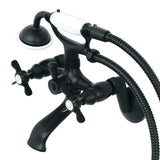 Essex Three-Handle 2-Hole Wall Mount Clawfoot Tub Faucet with Hand Shower