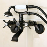 Essex Three-Handle 2-Hole Wall Mount Clawfoot Tub Faucet with Hand Shower
