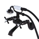 Essex Three-Handle 2-Hole Wall Mount Clawfoot Tub Faucet with Hand Shower