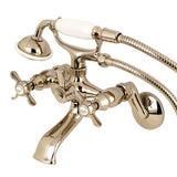 Essex Three-Handle 2-Hole Wall Mount Clawfoot Tub Faucet with Hand Shower