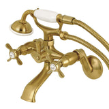 Essex Three-Handle 2-Hole Wall Mount Clawfoot Tub Faucet with Hand Shower