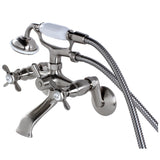 Essex Three-Handle 2-Hole Wall Mount Clawfoot Tub Faucet with Hand Shower