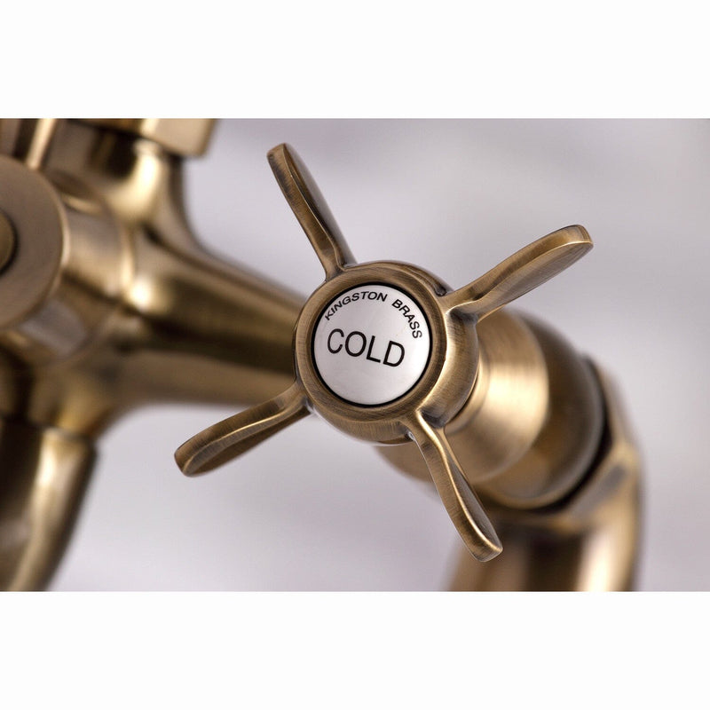 Essex Three-Handle 2-Hole Deck-Mount Clawfoot Tub Faucet with Hand Shower