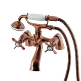 Essex Three-Handle 2-Hole Deck-Mount Clawfoot Tub Faucet with Hand Shower