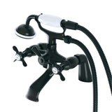 Essex Three-Handle 2-Hole Deck-Mount Clawfoot Tub Faucet with Hand Shower