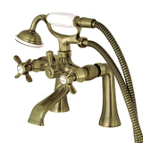 Essex Three-Handle 2-Hole Deck-Mount Clawfoot Tub Faucet with Hand Shower