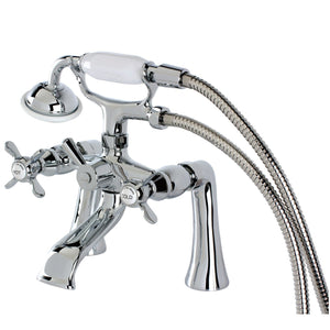Essex Three-Handle 2-Hole Deck-Mount Clawfoot Tub Faucet with Hand Shower