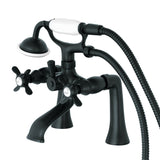 Essex Three-Handle 2-Hole Deck-Mount Clawfoot Tub Faucet with Hand Shower