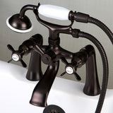 Essex Three-Handle 2-Hole Deck-Mount Clawfoot Tub Faucet with Hand Shower