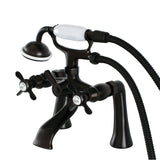 Essex Three-Handle 2-Hole Deck-Mount Clawfoot Tub Faucet with Hand Shower