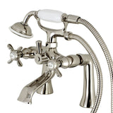 Essex Three-Handle 2-Hole Deck-Mount Clawfoot Tub Faucet with Hand Shower