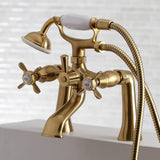 Essex Three-Handle 2-Hole Deck-Mount Clawfoot Tub Faucet with Hand Shower