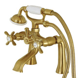 Essex Three-Handle 2-Hole Deck-Mount Clawfoot Tub Faucet with Hand Shower