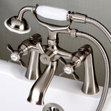 Essex Three-Handle 2-Hole Deck-Mount Clawfoot Tub Faucet with Hand Shower