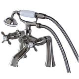 Essex Three-Handle 2-Hole Deck-Mount Clawfoot Tub Faucet with Hand Shower