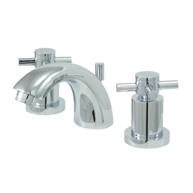 Concord Two-Handle 3-Hole Deck Mount Mini-Widespread Bathroom Faucet with Brass Pop-Up