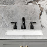 Convergent Two-Handle 3-Hole Deck Mount Widespread Bathroom Faucet with Knurled Handle and Brass Pop-Up