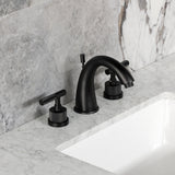 Convergent Two-Handle 3-Hole Deck Mount Widespread Bathroom Faucet with Knurled Handle and Brass Pop-Up