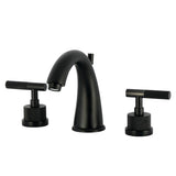 Convergent Two-Handle 3-Hole Deck Mount Widespread Bathroom Faucet with Knurled Handle and Brass Pop-Up