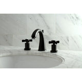 Millennium Two-Handle 3-Hole Deck Mount Widespread Bathroom Faucet with Brass Pop-Up