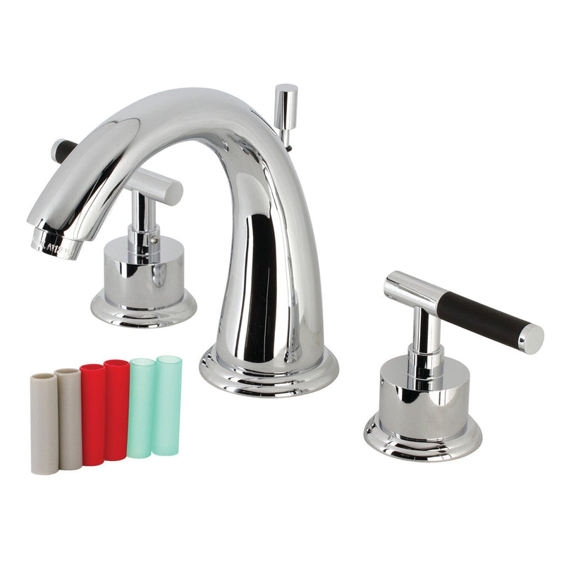 Kaiser Two-Handle 3-Hole Deck Mount Widespread Bathroom Faucet with Brass Pop-Up Drain