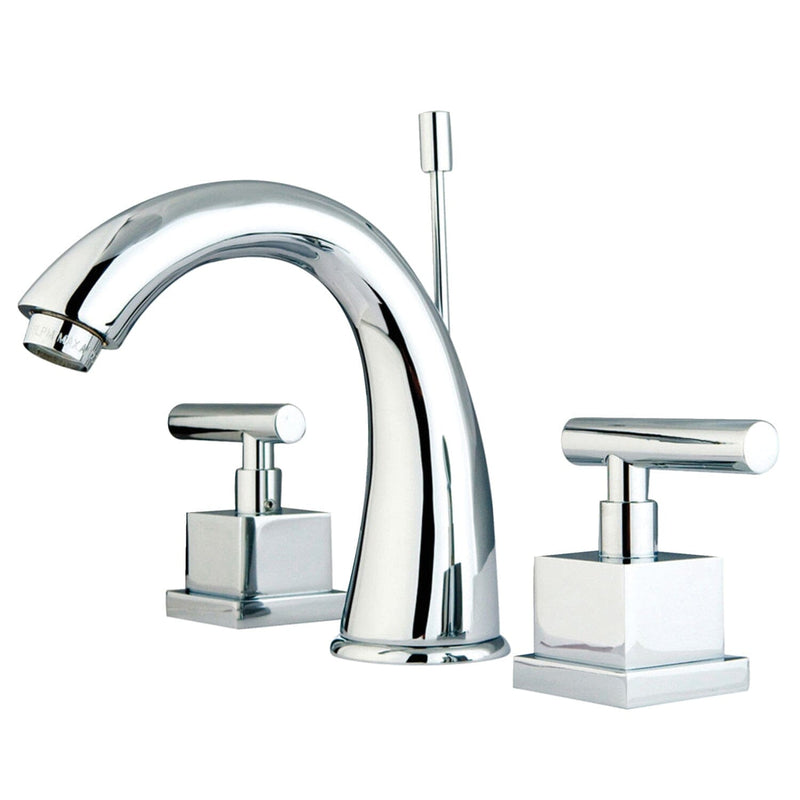 Claremont Two-Handle 3-Hole Deck Mount Widespread Bathroom Faucet with Brass Pop-Up
