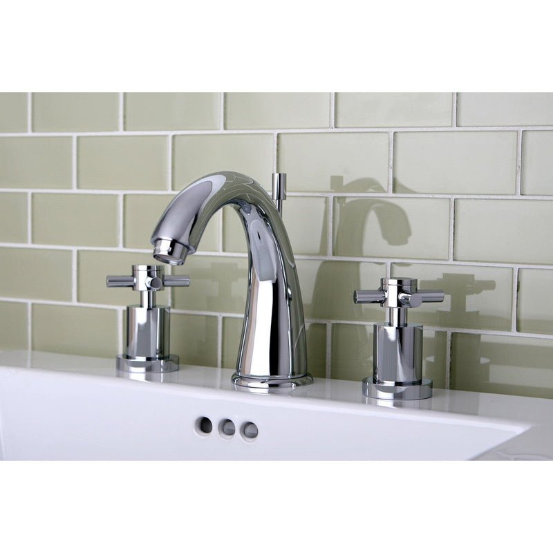 Concord Two-Handle 3-Hole Deck Mount Widespread Bathroom Faucet with Brass Pop-Up