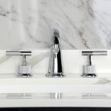 Convergent Two-Handle 3-Hole Deck Mount Widespread Bathroom Faucet with Knurled Handle and Brass Pop-Up