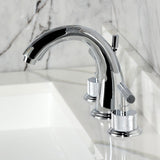 Convergent Two-Handle 3-Hole Deck Mount Widespread Bathroom Faucet with Knurled Handle and Brass Pop-Up