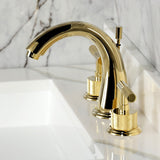 Convergent Two-Handle 3-Hole Deck Mount Widespread Bathroom Faucet with Knurled Handle and Brass Pop-Up