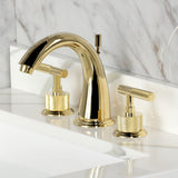 Convergent Two-Handle 3-Hole Deck Mount Widespread Bathroom Faucet with Knurled Handle and Brass Pop-Up