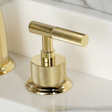 Convergent Two-Handle 3-Hole Deck Mount Widespread Bathroom Faucet with Knurled Handle and Brass Pop-Up
