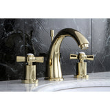 Millennium Two-Handle 3-Hole Deck Mount Widespread Bathroom Faucet with Brass Pop-Up